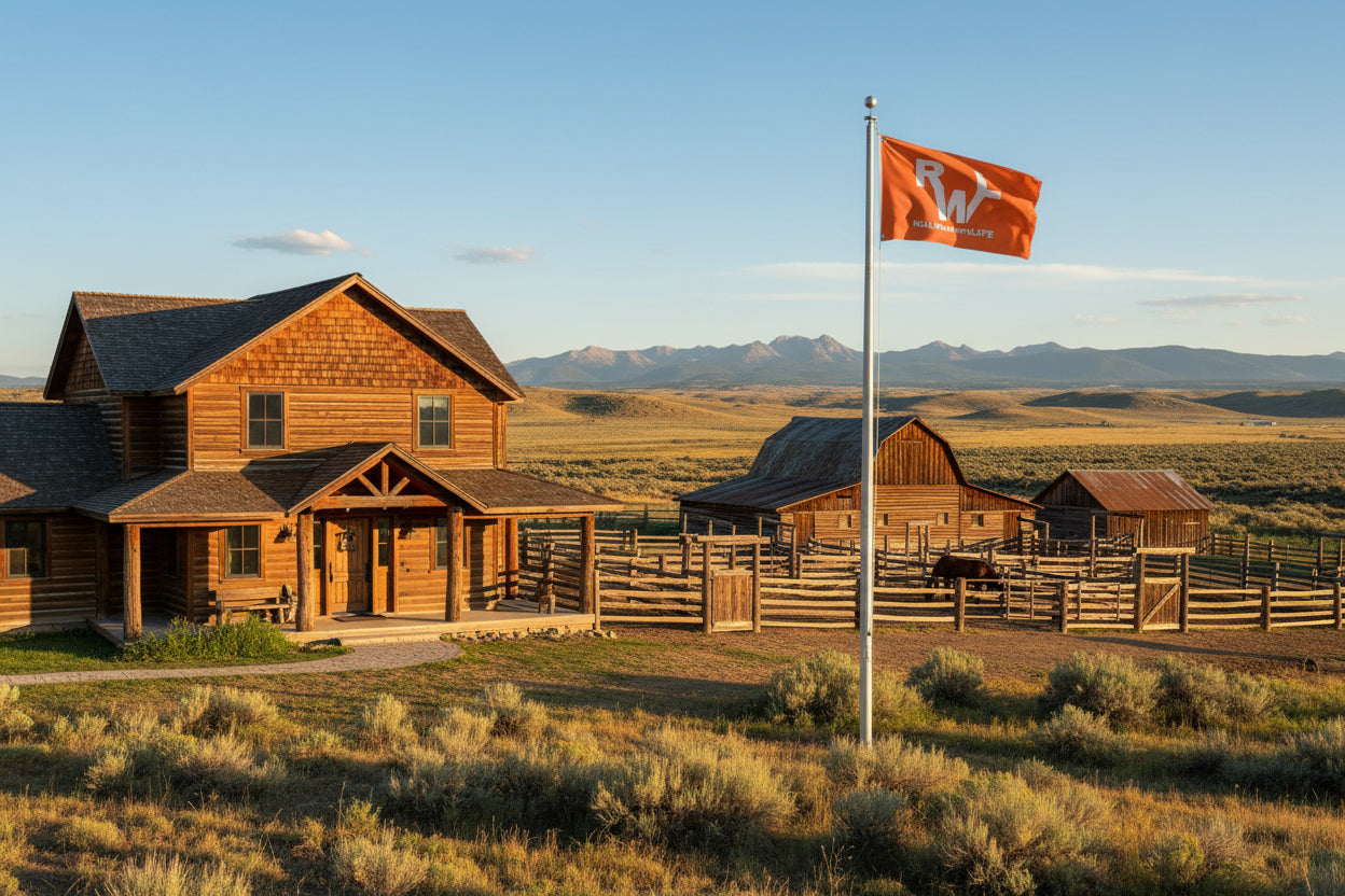 Real Western Life - Double Sided Flag - Customize it with your own Brand and Ranch name!