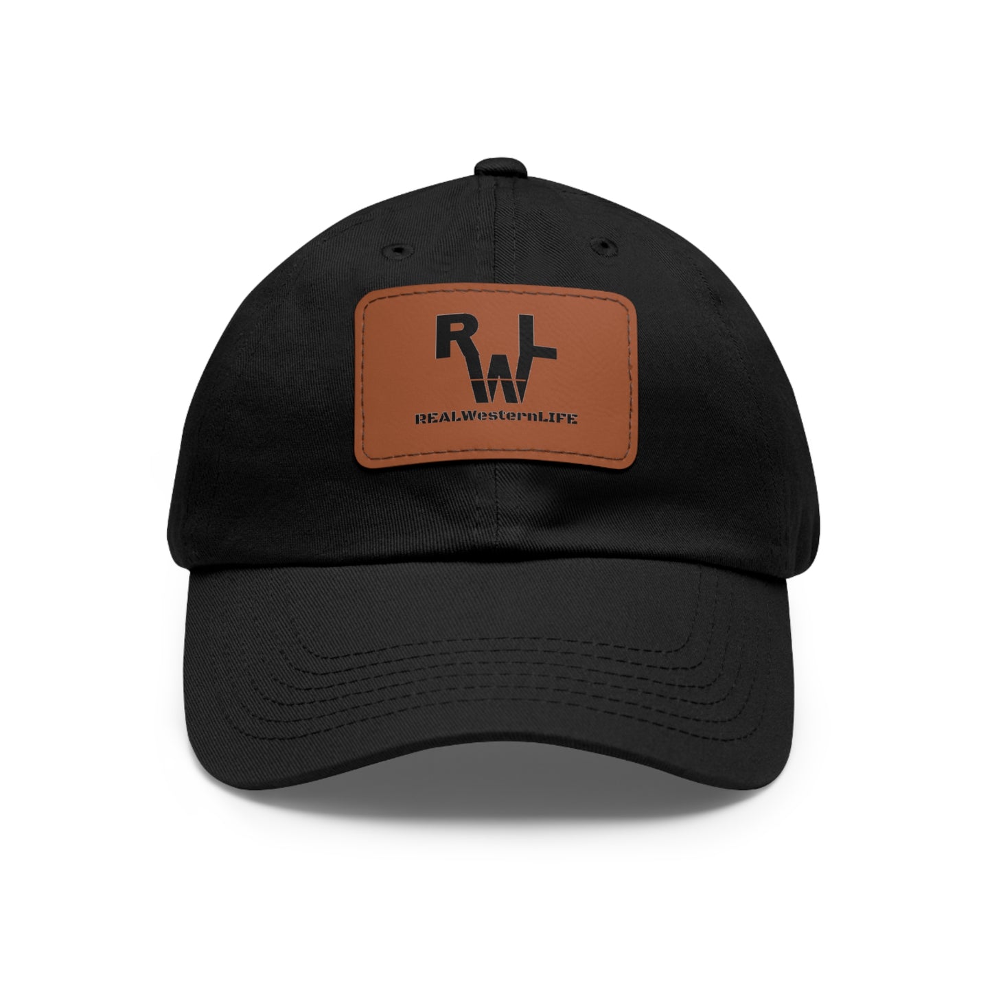 Leather Patch Dad Hat — RW RealWaterLife Logo Adjustable Baseball Cap