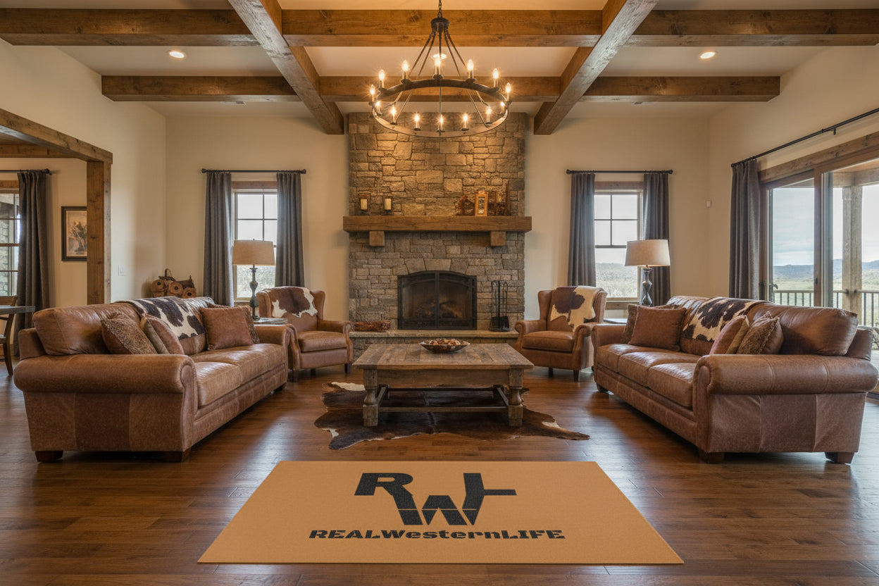 Real Western Life Black Brand-  Home Decor Brown Area Rug - Customize