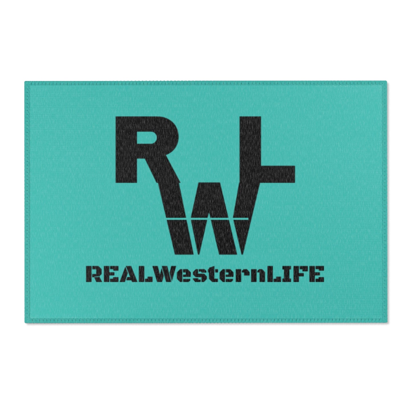 Real Western Life (RWL) Black Brand-  Home Decor Teal Area Rug - Customize