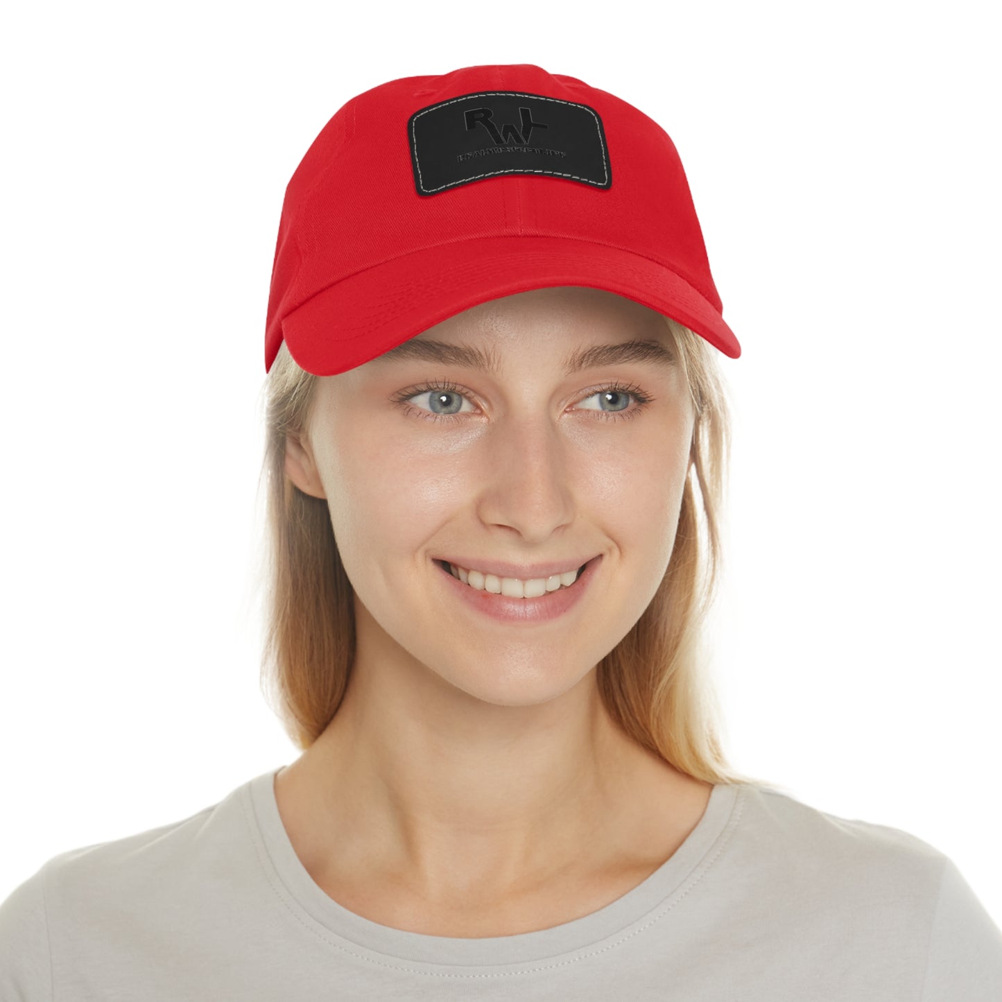 Leather Patch Dad Hat — RW RealWaterLife Logo Adjustable Baseball Cap