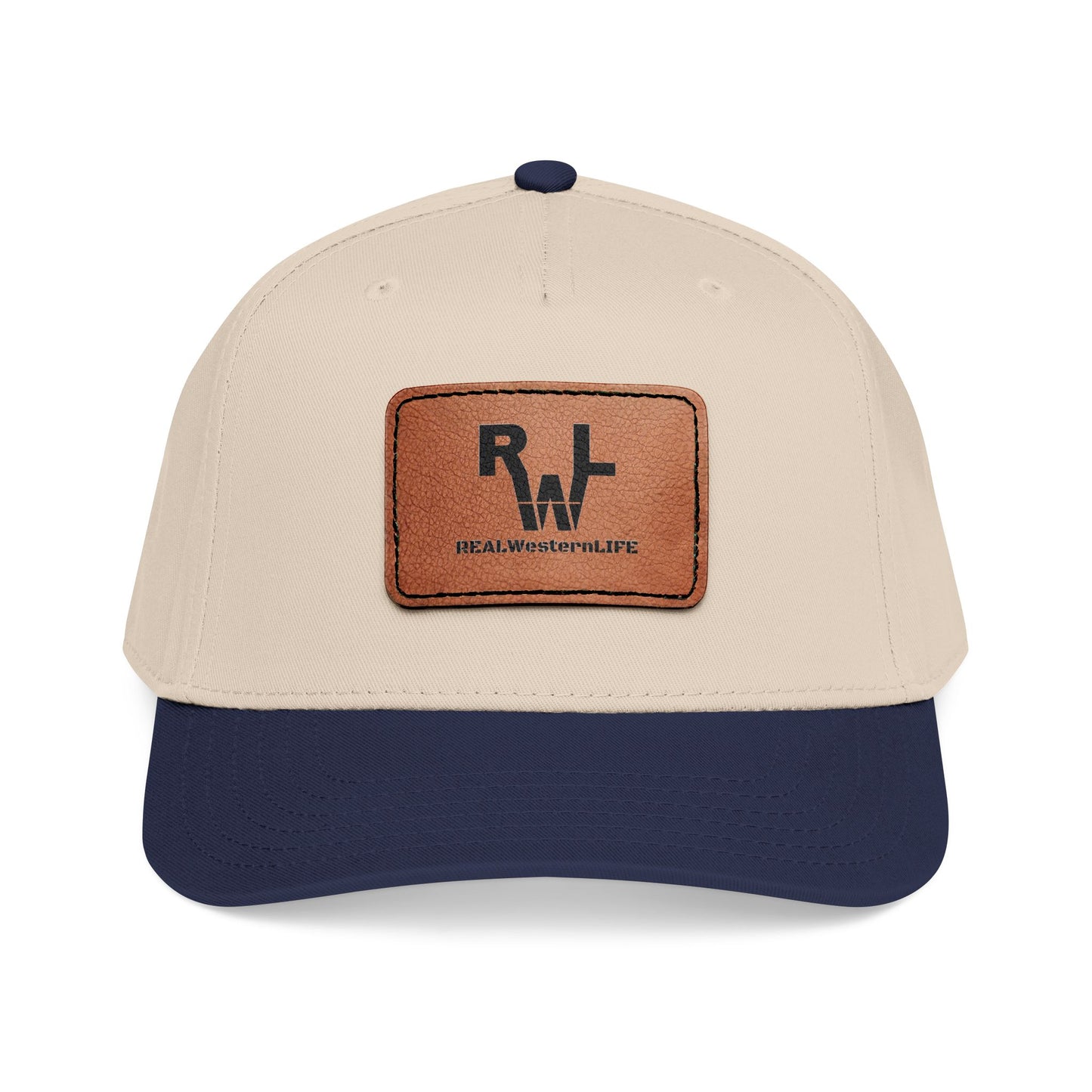 Real Western Life -Leather Patch Baseball Cap — Retro Rugged Logo Hat