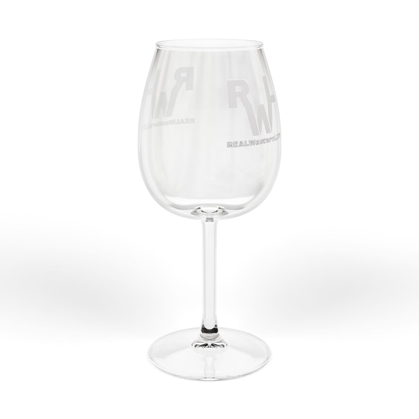 Real Western Life (RWL) White Brand - 12oz Etched Wine Glass — Stemmed Glassware - Customizable with your brand/ranch name or leave it  with the RWL branding!