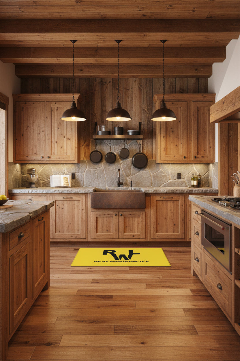 Real Western Life Black Brand-  Home Decor - Yellow Area Rug - Customize
