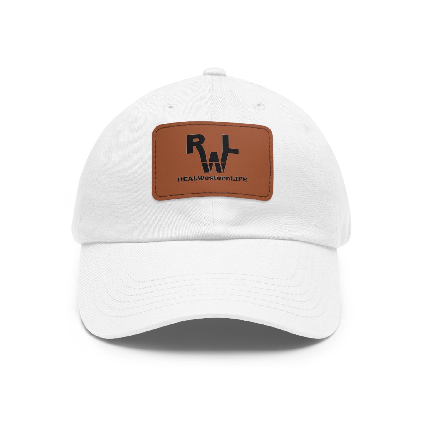Leather Patch Dad Hat — RW RealWaterLife Logo Adjustable Baseball Cap