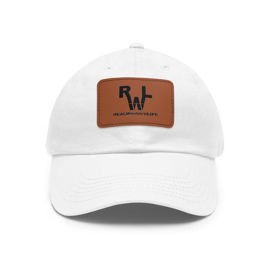 Leather Patch Dad Hat — RW RealWaterLife Logo Adjustable Baseball Cap
