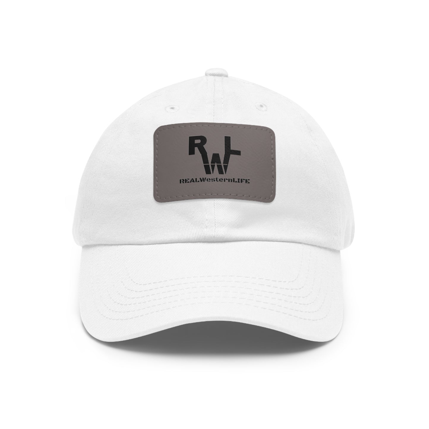 Leather Patch Dad Hat — RW RealWaterLife Logo Adjustable Baseball Cap