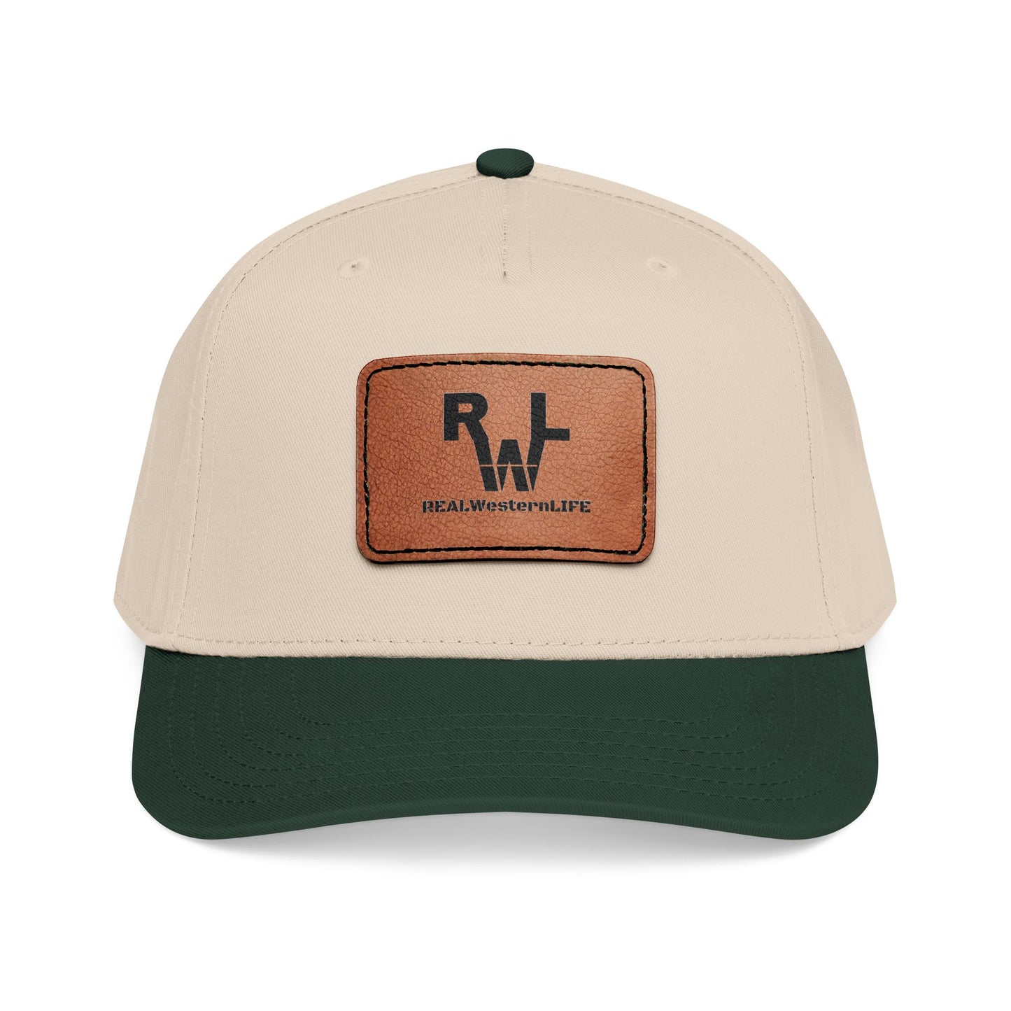 Real Western Life -Leather Patch Baseball Cap — Retro Rugged Logo Hat