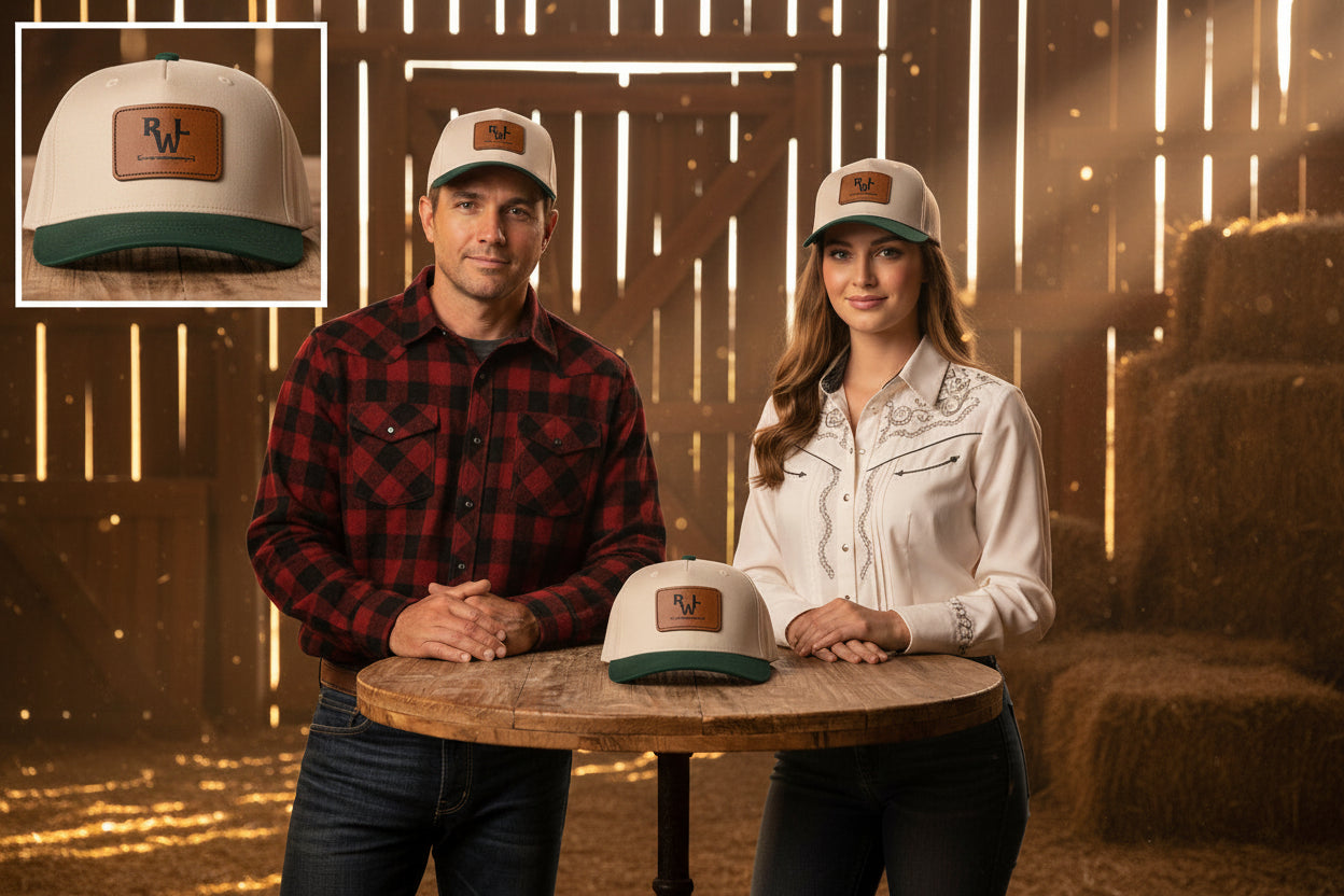 Real Western Life -Leather Patch Baseball Cap — Retro Rugged Logo Hat