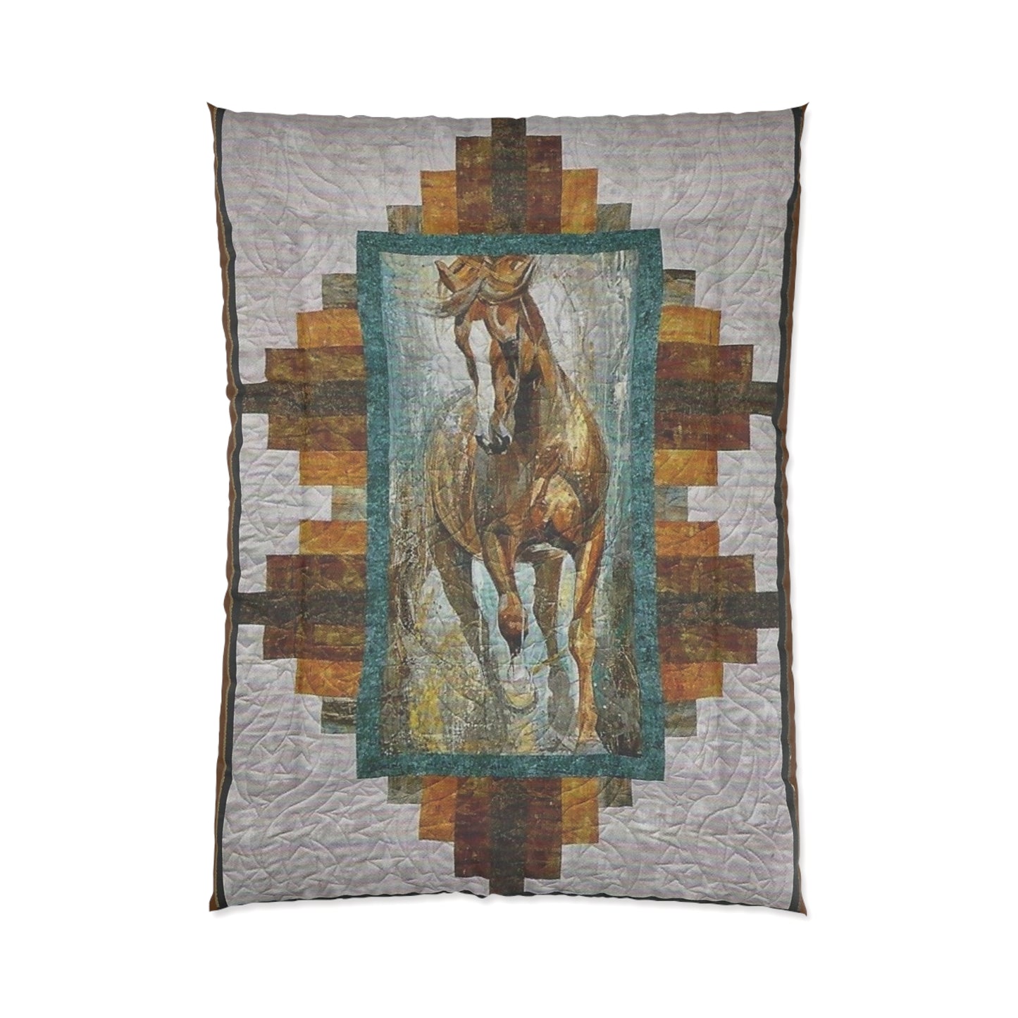 Rustic Horse Comforter | Cozy Quilted Blanket, Horse Lover Gift, Farmhouse Decor, Bedroom Essential, Nature Inspired Bedding