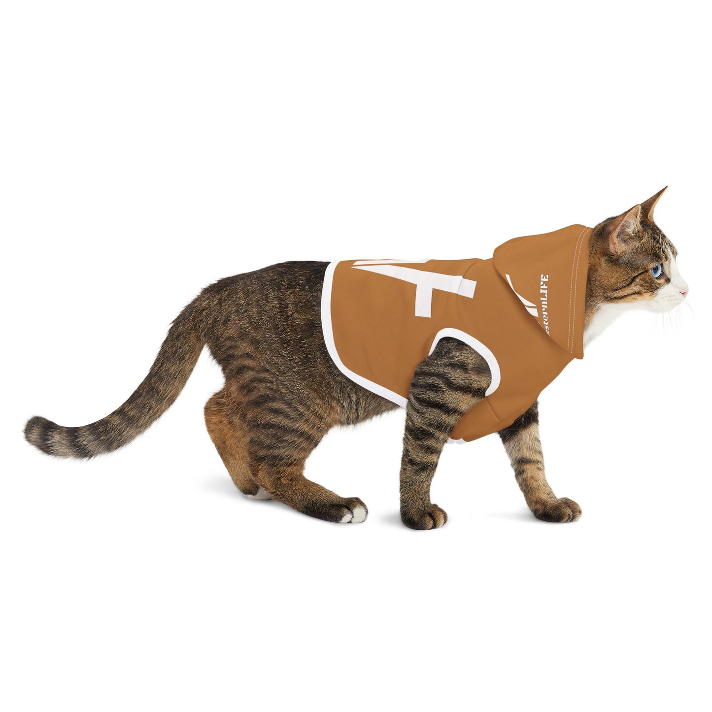Yellow Pet Hoodie with White – Cozy Dog & Cat Hoodie.  Customize with your ranch and brand name or your pet can wear it with Real Western Life Branding.