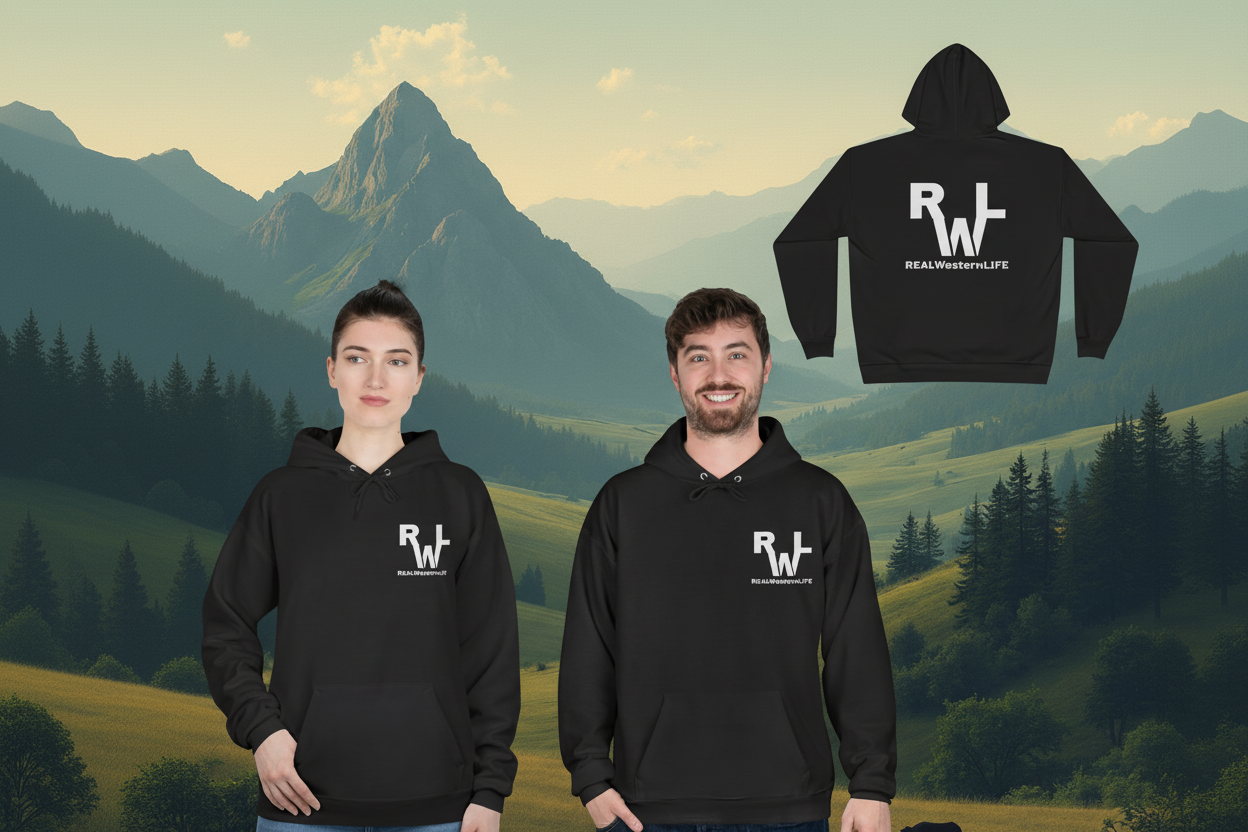 Hooded Sweatshirt - Size XL - 3XL - Customizable with your own Brand/Ranch name or leave it with Real Western Life (RWL) Branding - White  Brand