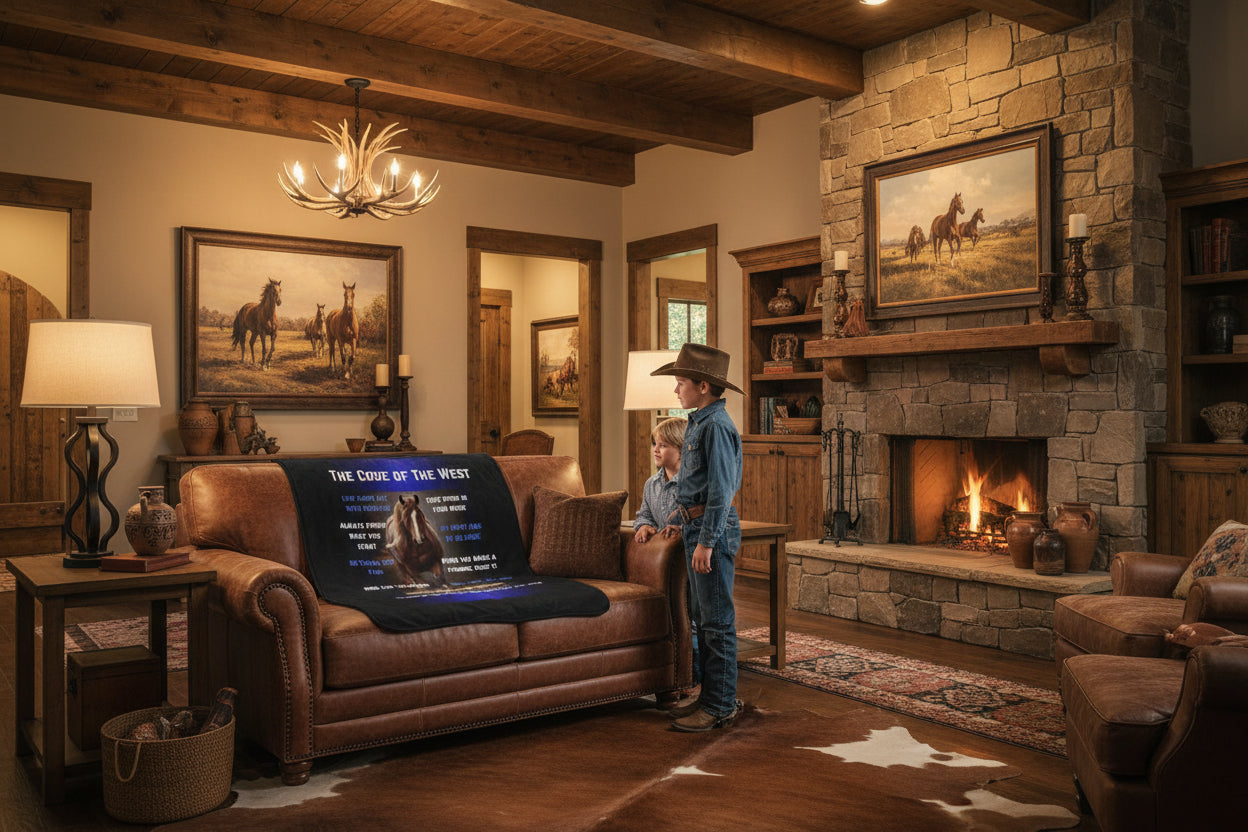 The Code of The West Fleece Sherpa Blanket - Cozy Inspirational Cowboy Decor