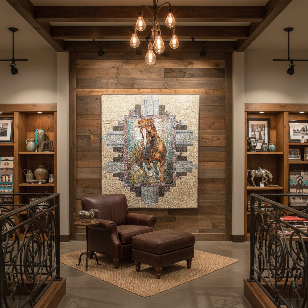 Spirit of the West Custom Handmade Horse Quilt - Tan