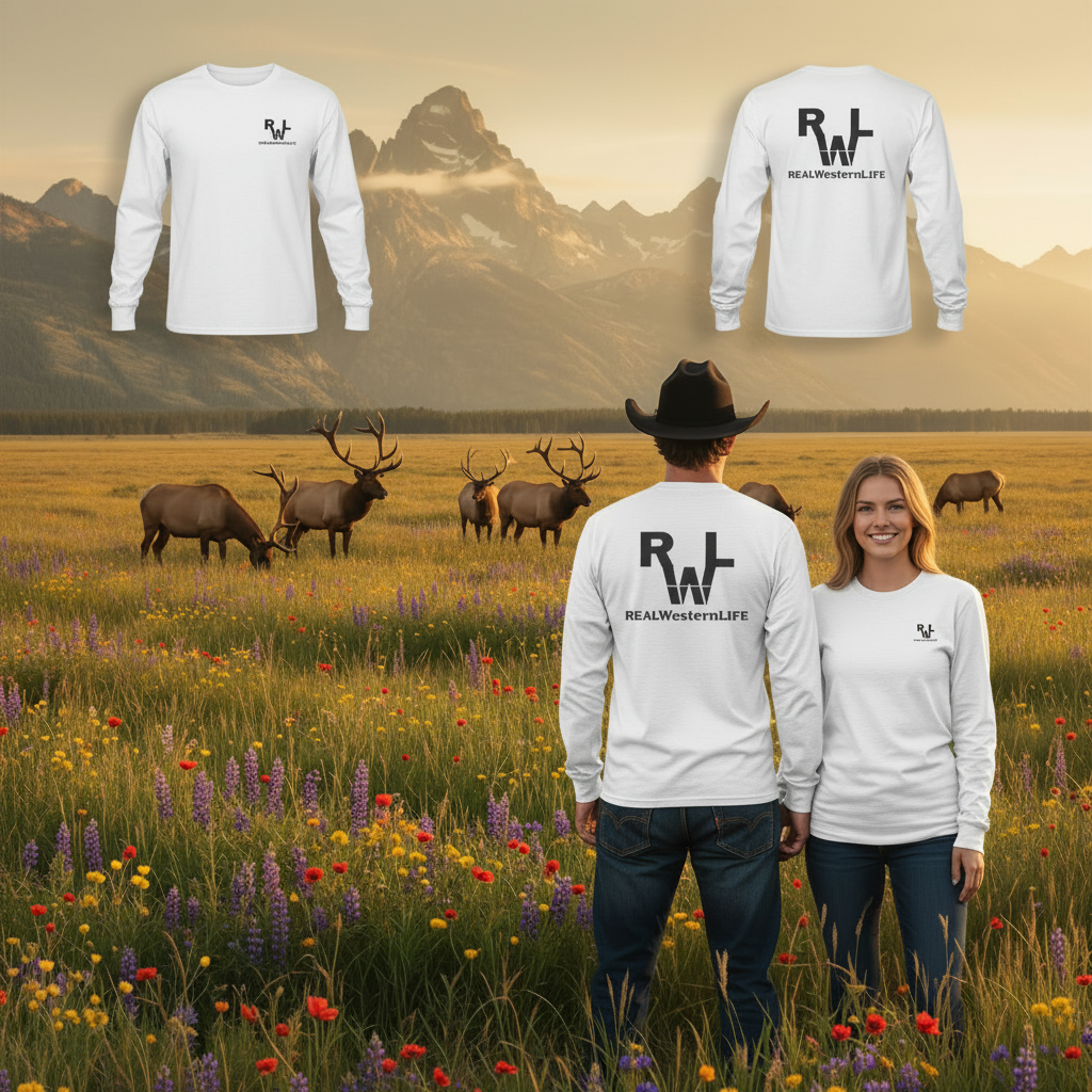 Unisex Long Sleeve Western Tee - Sizes S - 3Xl -  Customize  - Black Brand