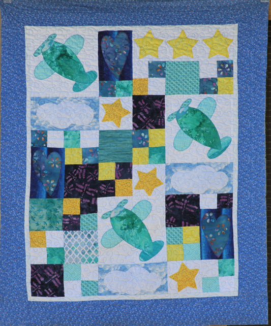 Custom Handmade Kids Airplane Quilt – Sky Dreams Design