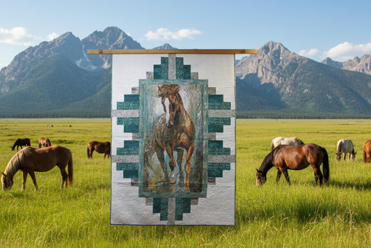 Spirit of the West Custom Handmade Horse Quilt - Green