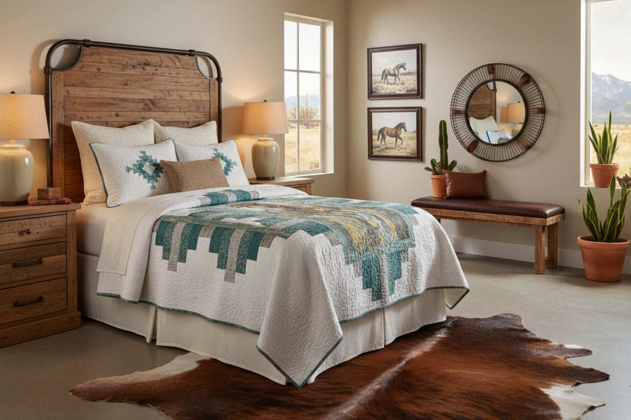 Spirit of the West Custom Handmade Horse Quilt - Green
